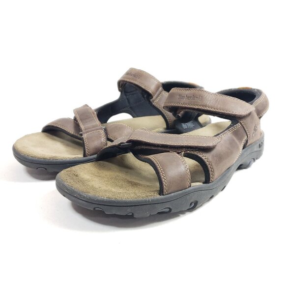 Timberland Brown Leather Adjustable Strap Sandals For Men Size 14M Comfortable - Picture 2 of 9